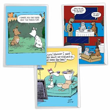 Imagem de NobleWorks Pacote sortido de 3 cartões comemorativos de aniversário hilários com envelopes (3 modelos, 1 cada) pares de animais de estimação VC7999ANG-C1x3