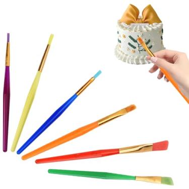 Imagem de Pilipane Conjunto de 6 peças de ferramentas para decoração de bolos,pincéis de decoração de biscoitos, caneta pequena para decoração de bolo, ferramenta de artesanato para colorir, açúcar, para decoração de bolo, fondant