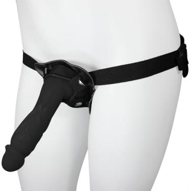 Imagem de Cinta Peniana Ajustável com Pênis Realístico Heart 19,5 x 4,5cm Preto