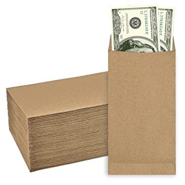 Imagem de SWESARA Pacote com 200 envelopes de dinheiro Kraft para orçamento, 16,7 x 8,9 cm | Pacote grande de envelopes autoadesivos para dinheiro ou moedas | Envelopes de organização para cheques, joias e itens pequenos