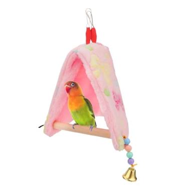 Imagem de Cama de ninho de rede triangular quente para inverno de tenda de poleiro de pelúcia de pássaro para Parrot Budgie Parakeet Cockatiel Lovebird (P)