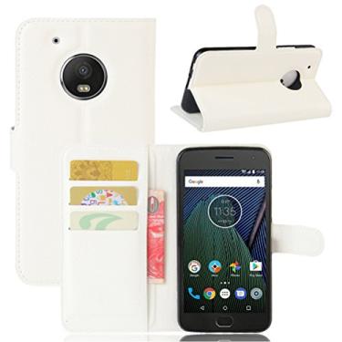Imagem de Capa para Moto G5 Plus, carteira flip de couro PU premium com compartimento para cartão, suporte e fecho magnético [capa interna de TPU à prova de choque] Compatível com Moto G5 Plus