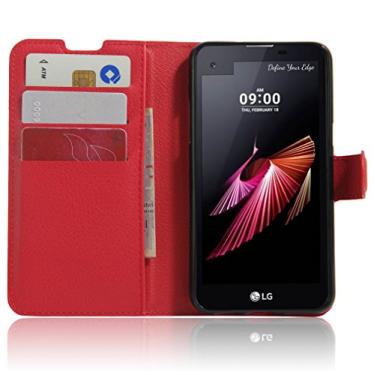 Imagem de Capa para LG X, capa carteira flip de couro PU premium com compartimento para cartão, suporte e fecho magnético [capa interna de TPU à prova de choque] Compatível com LG X Screen