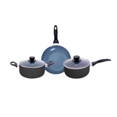 Imagem de jogo de panelas 3 pçs antiaderentes de cerâmica e alumínio - oikos