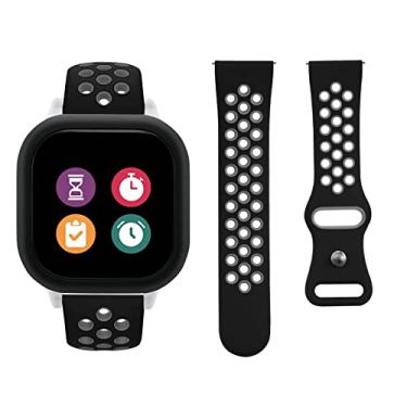 Imagem de POPIGROUND Gizmo Pulseira de relógio de substituição para crianças, pulseiras de silicone para relógio infantil compatível com Gizmo Watch 2 Gizmo Watch 1 pulseira de borracha para meninos e meninas (preto cinza)