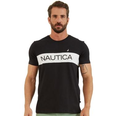 Imagem de Camiseta Nautica Masculina Recorte Light Icon Branca/Preta-Masculino