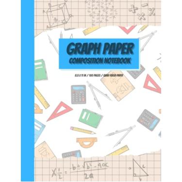 Imagem de Caderno de composição de papel milimetrado: pautado quádruplo 12 x 12, papel quadriculado para estudantes de matemática, ciências, engenharia (21 x 27 cm)