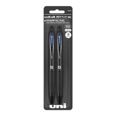 Imagem de Caneta de gel retrátil uniball 207 PLUS+, ponta média (0,7 mm), azul, pacote com 2