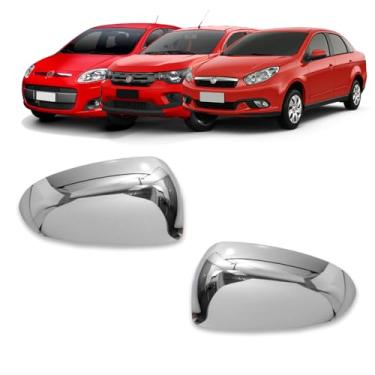Imagem de Par Aplique Cromado para Capa Retrovisor Fiat Grand Siena 2013 2014 2015 2016 2017 2018 2019 2020 2021 Palio G5 2012 2013 2014 2015 2016 2017 2018 Mobi 2016 2017 2018 2019 2020 2021