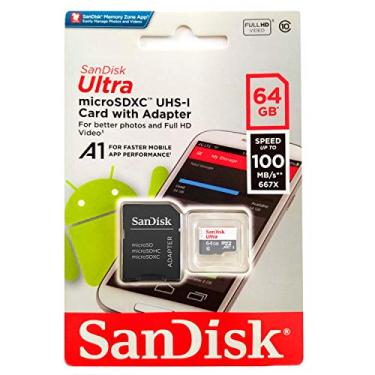 Imagem de SanDisk Cartão de memória Ultra 64GB UHS-I/Class 10 Micro SDXC com adaptador - SDSDQUAN-064G-G4A [Versão antiga]