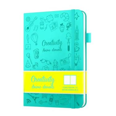 Imagem de Bloco de notas de página interna forrado com matriz de pontos A5, fita de duas cores, caderno de estudo de escritório, ciano, [bolso para caneta] 200 páginas