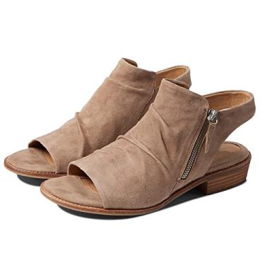 Imagem de MOOMMO Sandália feminina de salto baixo, botinhas, peep toe, sandálias com zíper lateral, recortadas, costas nuas, salto grosso, cano baixo, bico aberto, plissado, vintage, casual, sandálias de salto,