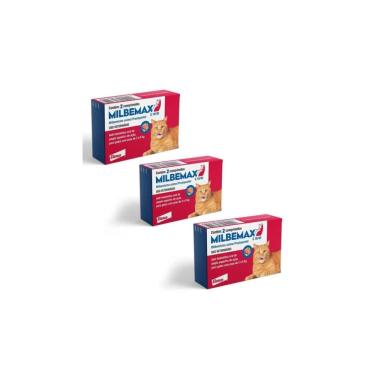 Imagem de Combo 3 Caixas Remédio Vermes Gatos Milbemax Adultos 2 - 8 kg C/ 2 Comprimidos