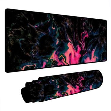 Imagem de Novo Mouse Pad Gamer Deskpad Speed Extra Grande Borda Costurada Profissional Varios Tamanhos - Pintura Abstrata (100X50)