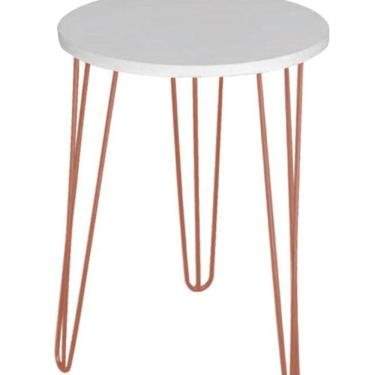 Imagem de Mesa Apoio Redonda Mdf 45Cm Pé Ferro Metal Preto