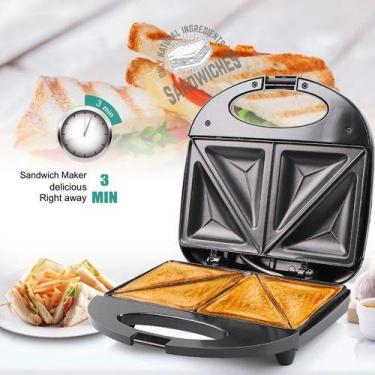 Imagem de Mini Sanduicheira Elétrica Antiaderente  Lanches Misto Quente Waffles 