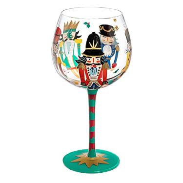 Imagem de NymphFable Balão de vinho pintado à mão quebra-nozes taça de vinho de Natal 590 ml vidro presente de Natal para amigos da família