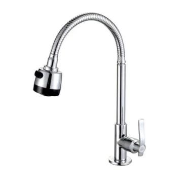 Imagem de Torneira Pia Cozinha Bancada Gourmet Flexível 2 Jatos Inox - DeckCasa