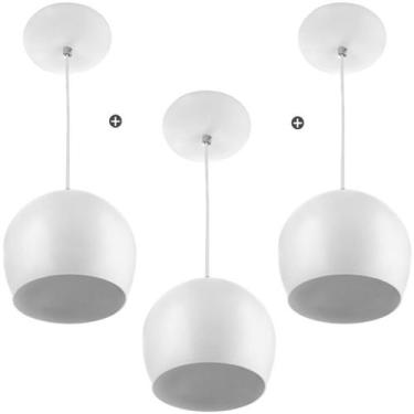 Imagem de Kit 3 Pendente Bola Pequena Branco Sala Cozinha Quarto - MARRYLUZ, Biv