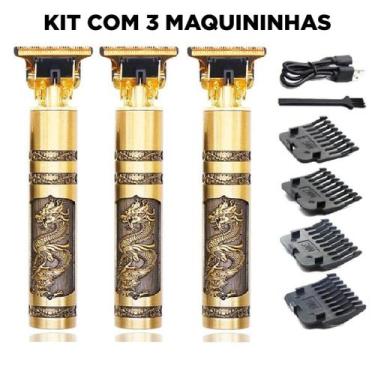 Imagem de Kit com 3 Maquininhas Dourada Remove Todo Pelo Acabamento Perfeito - R