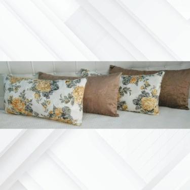 Imagem de Kit 4 Almofadas Retangulares Sued Amassado Jacquard Cheias - INGRID BO