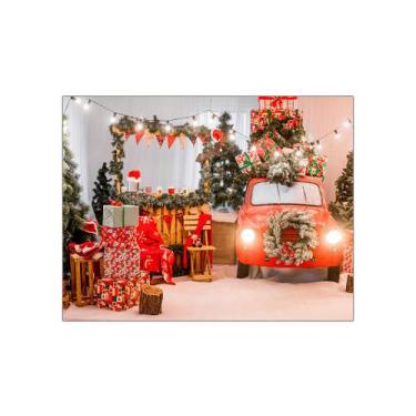 Imagem de Fundo Fotográfico 1,55 X 1,20 - Cenário Infantil Carro Vermelho Natal 