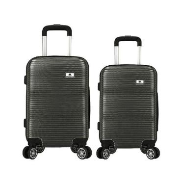 Imagem de Kit 2 Mala De Viagem Eagle Grande e Média Ac32 C/ Rodinhas 360, Chumbo