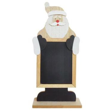 Imagem de Quadro Negro Natalino Decorativo Papai Noel 48x22x8cm Madeira - Wincy