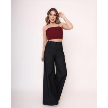 Imagem de Calça Feminina Pantalona Wide Leg Modelo De Boca Larga - Lagun Brasil,