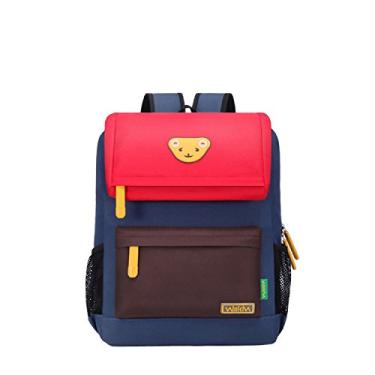 Imagem de Mochila escolar infantil Willikiva fofa com urso para crianças, bolsas escolares e livros, Laptop, Red/Coffee/Royalblue, Medium