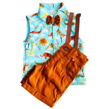 Imagem de Conjunto Infantil Menino Festa Regata Suspensório Gravata Bo - ANJO DA