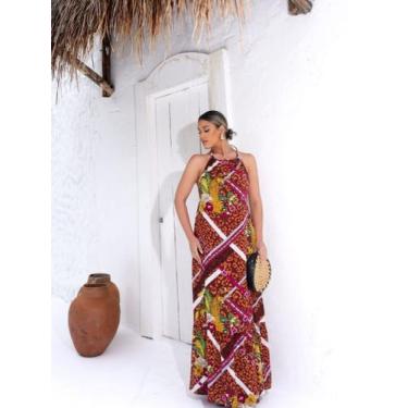 Imagem de Vestido longo costa nua viscolinho verão. cod:2076 - LALOKA, Marrom, M