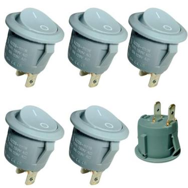 Imagem de kit 05 Botão Chave Liga Desliga Tic Tac De Embutir Redondo Movel Mdf 2