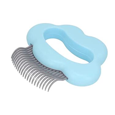 Imagem de Pente de tratamento para gatos, pente de massagem para remoção segura, escova de remoção macia para limpeza e remoção de pelos emaranhados, ferramenta de desmatação de massagem (Blue)