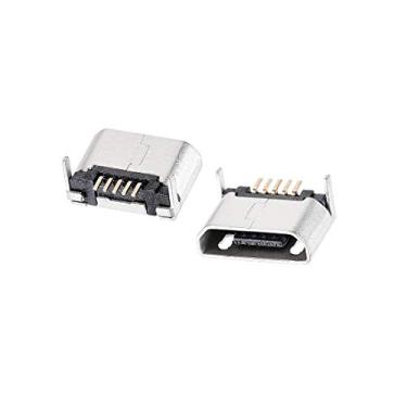 Imagem de uxcell Conector de soquete fêmea micro USB 10 peças, DIP de 5 pinos de 180 graus, adaptador de substituição de reparo