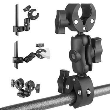 Imagem de JEBUTU Braçadeira de cadeira de guarda-chuva com braçadeira dupla com braço mágico de 360°, clipe de suporte de guarda-chuva para cadeira de rodas e carrinho de bebê, refletor de fotografia