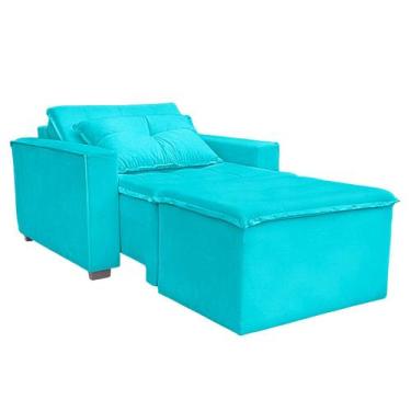 Imagem de Poltrona Cama com Puff para Sala Confortavél Moderna Suede - BelarStor