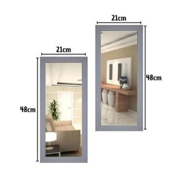 Imagem de Espelho Decorativo Para Sala Hall lavabo Com Moldura 21x48cm 2 Peças -