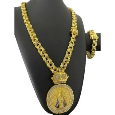 Imagem de Kit Friso Nossa Senhora Friso 12mm + Pingente Banhado a Ouro - ToJoia1