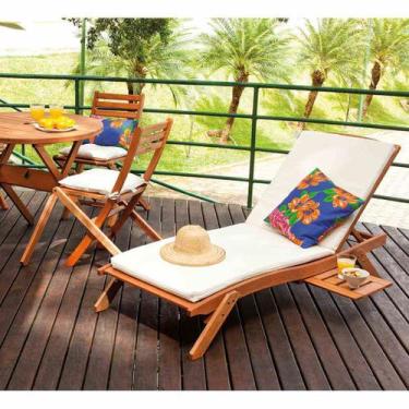 Imagem de Espreguiçadeira Empilhável Lis em Madeira Mestra Móveis, Stain Jatobá