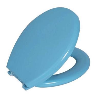 Imagem de Assento Sanitário Almofadado Tampa De Vaso Oval Astra Azul 1