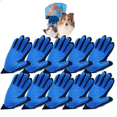 Imagem de Kit 10 Luva Pet Escova Tira Remove Pelo Cachorro Cão Gato Magnética - 