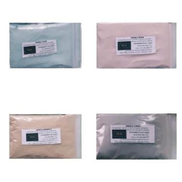 Imagem de Kit 4 Pacotes de 250g Cada Argila Azul Rosa Amarela e Cinza - pem cosm