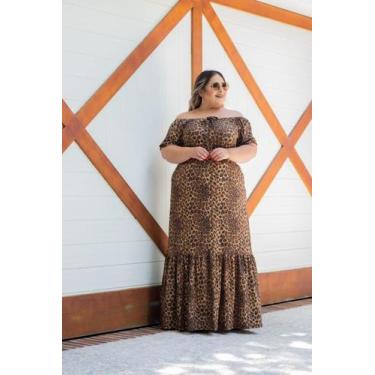 Imagem de Vestido Plus Size Ciganinha Látex na Cintura - luh may, Onça, P