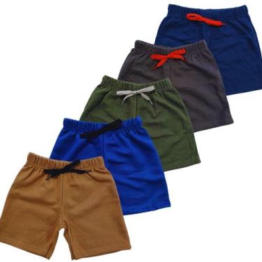 Imagem de Kit C/ 5 Bermudas Para Menino 2 a 14 Anos - Moletinho de Algodão - Kit