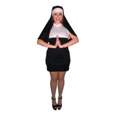 Imagem de Fantasia De Freira Halloween Cosplay Adulto - Incitatus, P, Branca/pre