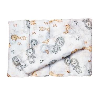 Imagem de Fralda de Pano Bebê Simples Kit com 5 Unidades 60x60cm 100% algodão Mi