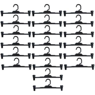Imagem de 20 Cabides Plásticos com Presilhas Preto Lojas Expositor para Saias Be