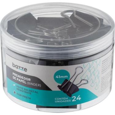 Imagem de Prendedor de Papel Bazze Binder 41MM Preto - Pote com 24 Unidades - Su