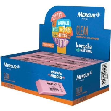 Imagem de Borracha Colorida Clean Rosa - Caixa com 24 - Mercur